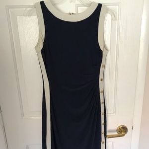 Ralph Lauren Sleeveless Navy Blue with White Dress